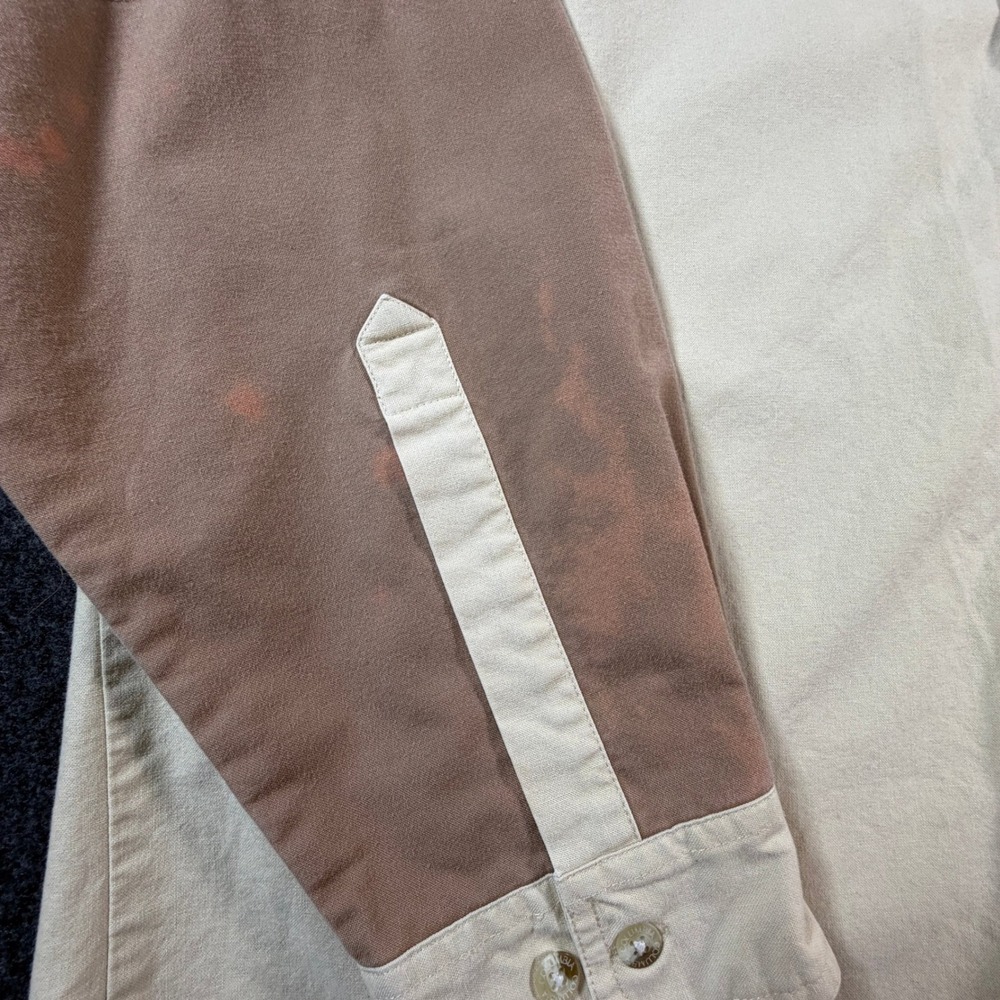 Columbia Mens Shooting Shirt Beige Tan Quilted Shoulder Patch Cotton Size L - Picture 6 of 13